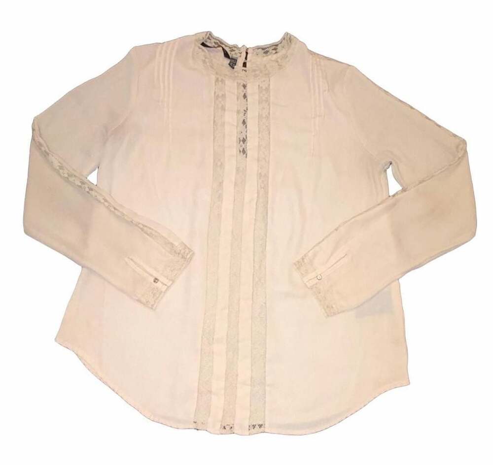 Kardashian Kollection Blouse Size 10 Ivory Lace Boho Romantic Cottagecore Sheer